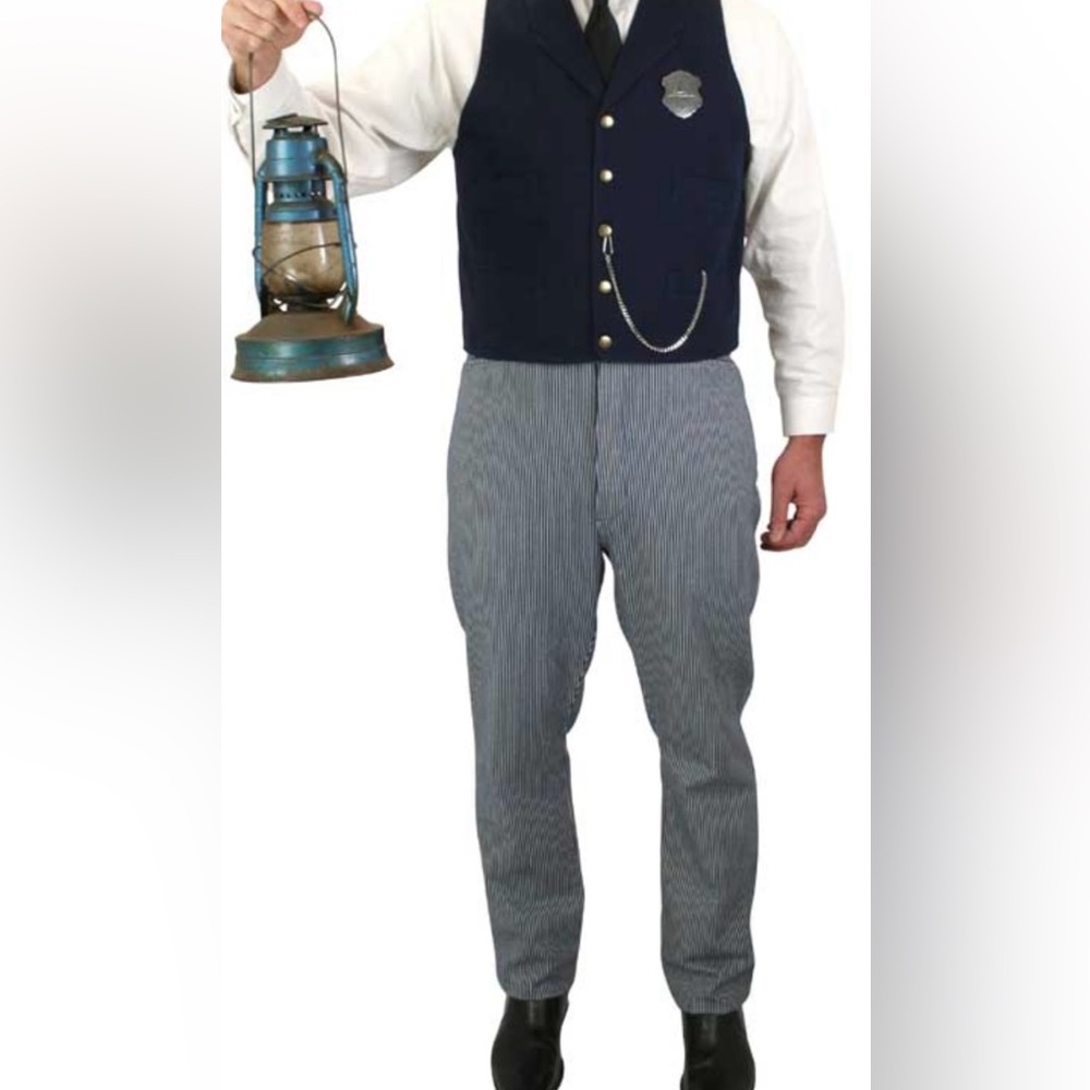 Striped white&blue, Hanover Trousers. Men’s historical striped pants 34 waist